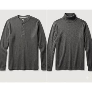 Scandia Woods & Plugg Mens Gray Shirt Bundle Turtleneck & Henley Size XL